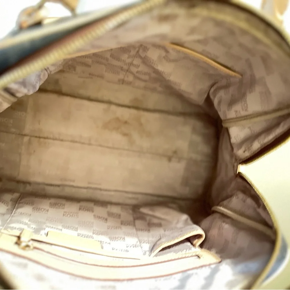 Michael Kors Brown and Cream Satchel with Gold-Tone Hardware - Picture 4 of 4